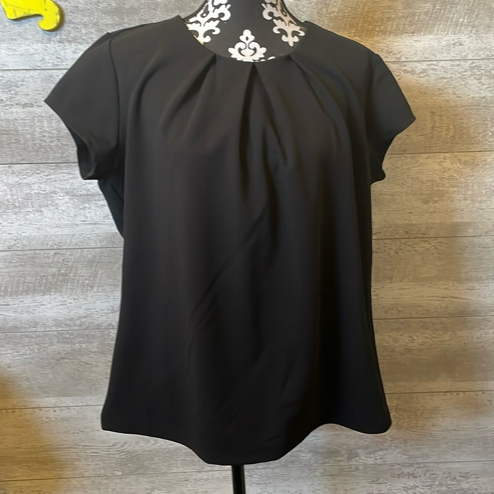 Black blouse with pleated front